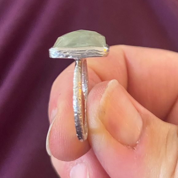 NWB Faceted Green Chalcedony in Sterling Silver Ring Size 6 - Picture 3 of 4